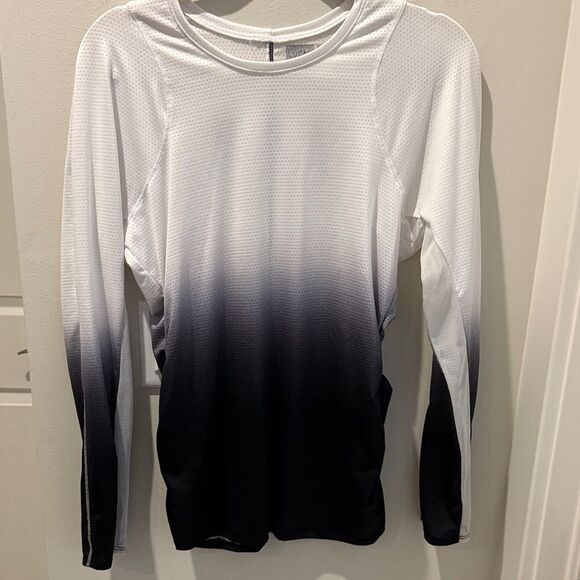 Lucky in Love Tennis Black and White Ombre Long Sleeve Top size Large - Picture 1 of 11